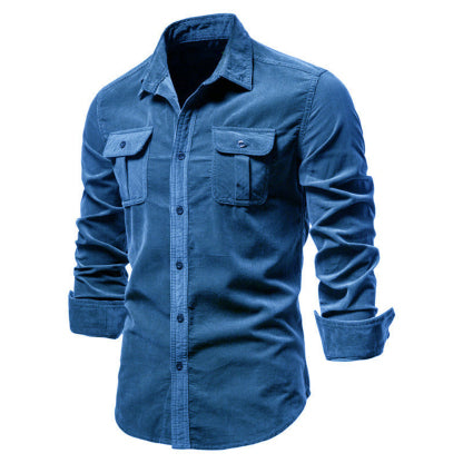 Diggetty Corduroy Men's Business Shirt Slim Fit Casual Shirt