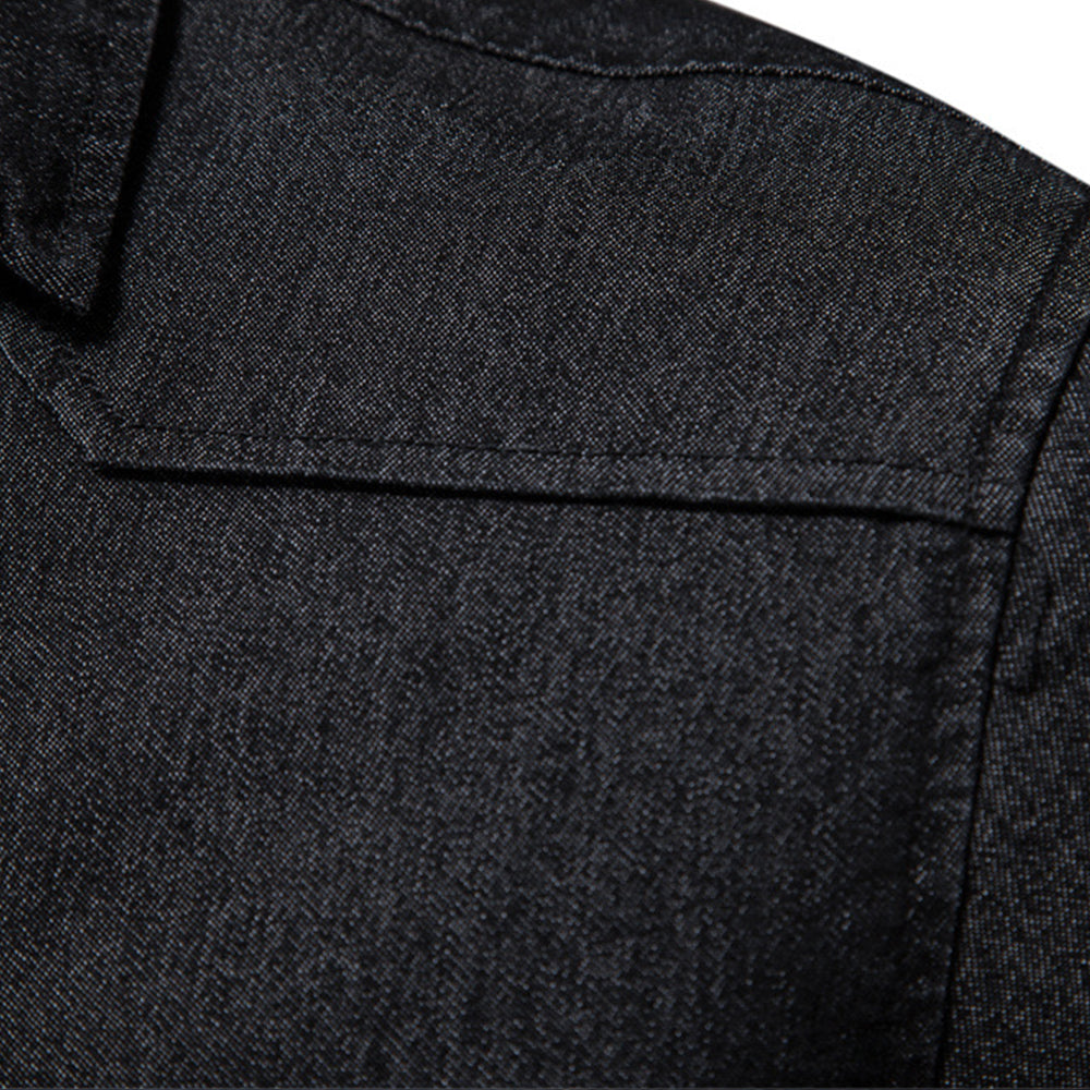 Diggetty Classic Casual Men's Long Sleeve Denim Shirt