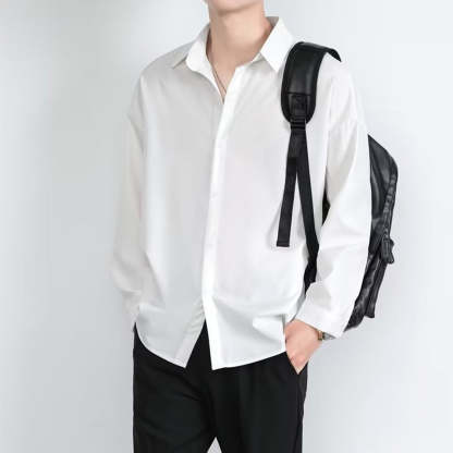 Loose Men's Comfortable Casual Solid Color Long Sleeve Shirt